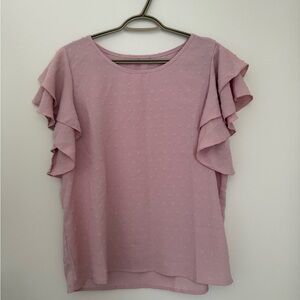 SHEIN Light Pink Ruffle Sleeve Top